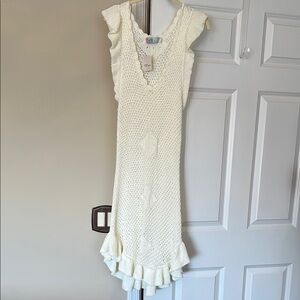 Free People Cream Knit Swim Coverup with Vintage Charm